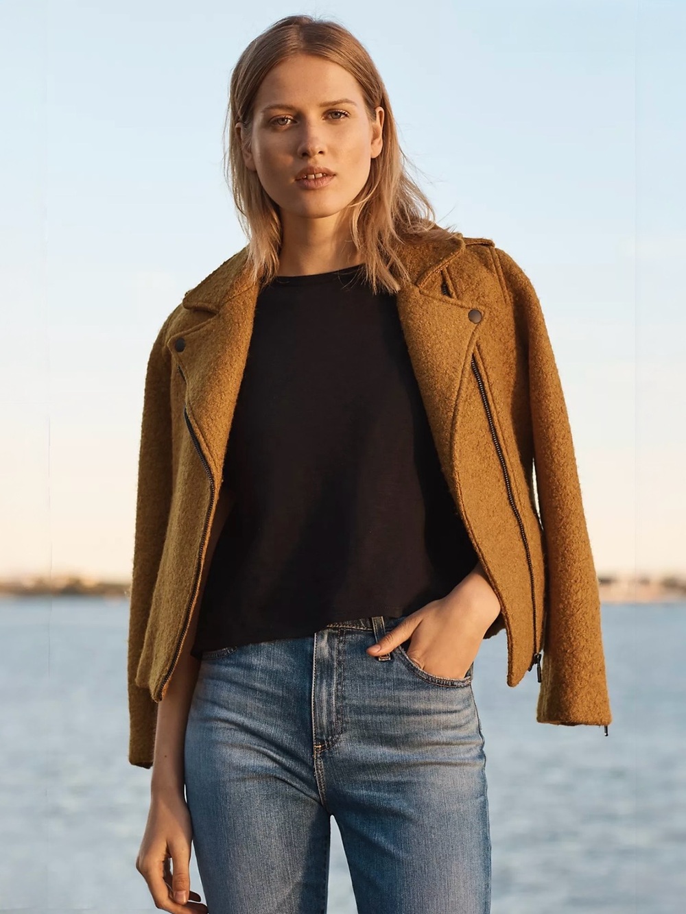 Anthropologie Cartonnier Boucle Moto Jacket
Wool Blend Textured Mustard sz SM